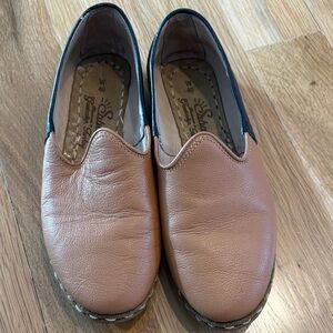 Saba Genuine Leather Tan Slip-On Shoes
